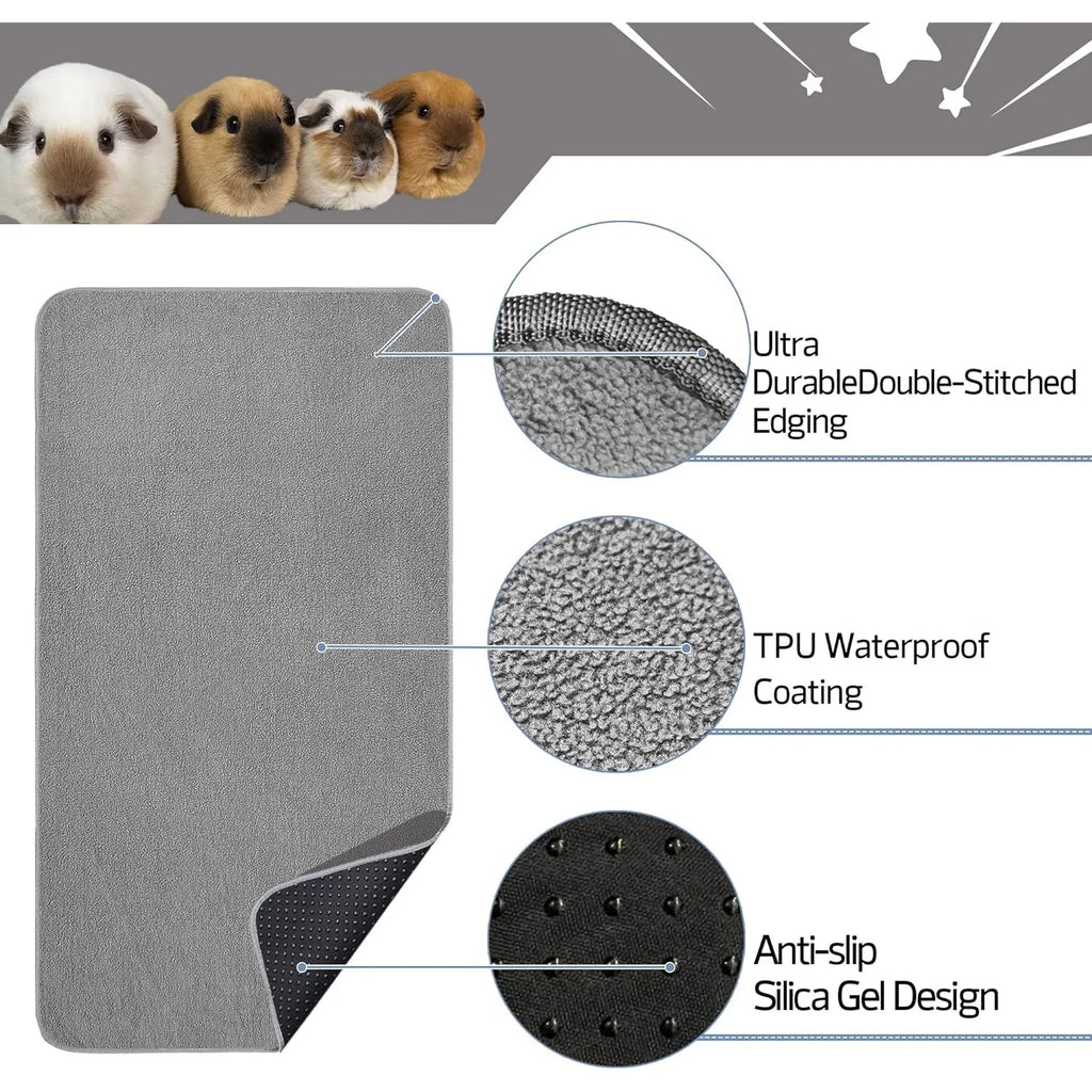 Washable Guinea Pig Cage Leakproof Fleece Cage Liner with Anti-Slip Bottom