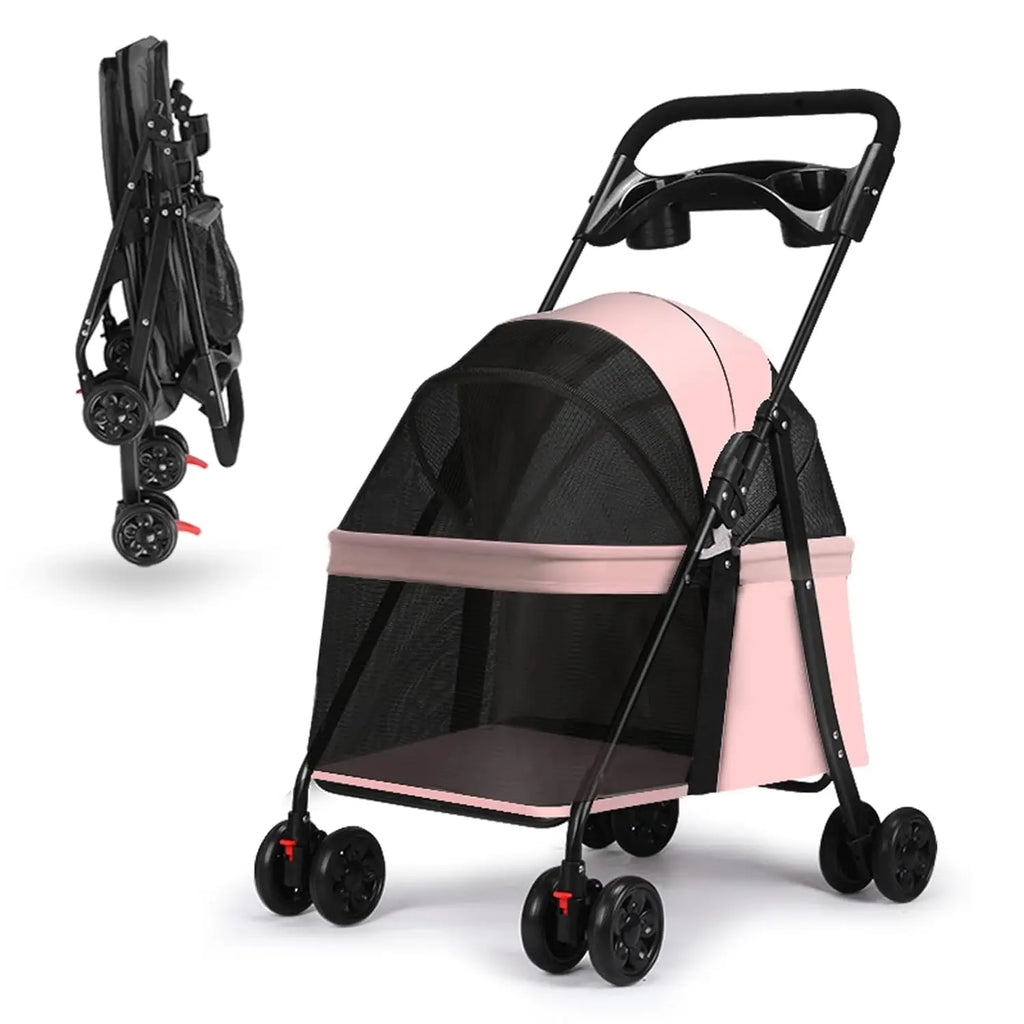 Foldable Pet Stroller Cat Small Dog Cart, Lightweight Folding Pet Stroller