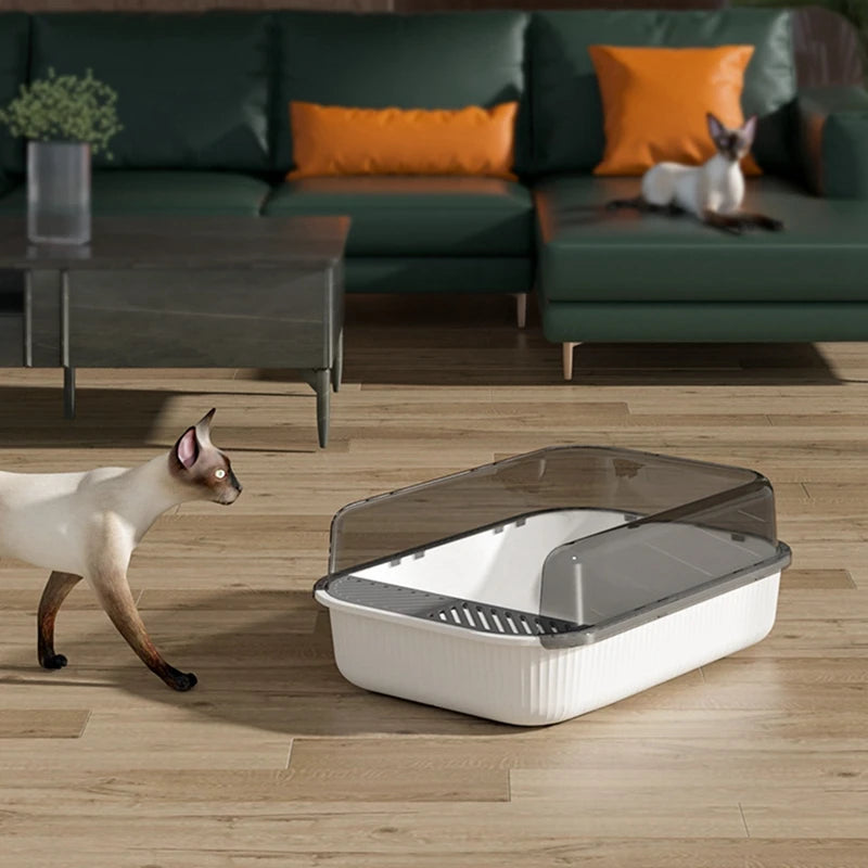 Semi-Enclosed Large Splashproof Litter Box