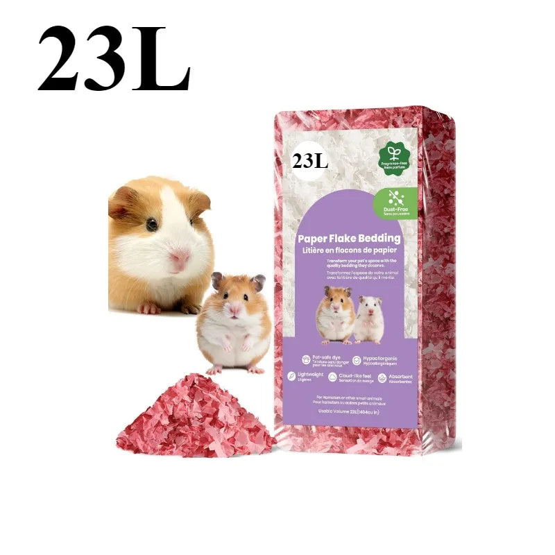 23L/50L Paper Small Pet Bedding, Odor Control, Dust-Free, Moisture Absorbent, Natural Shavings