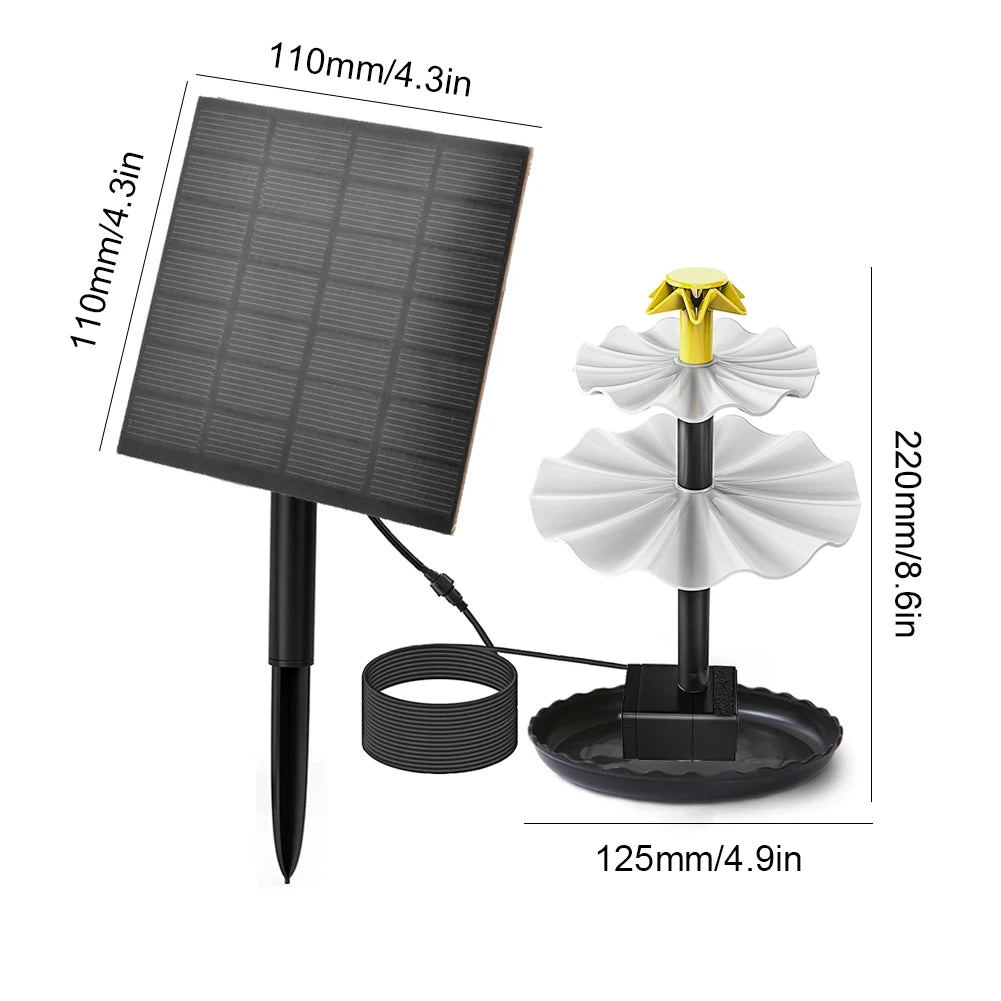 3 Tiered Solar Bird Bath Pump and Fountain