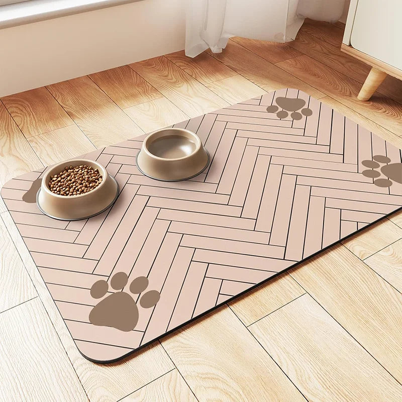 Quick Dry Pet Feeding Placemat With Non-Slip Waterproof Backing