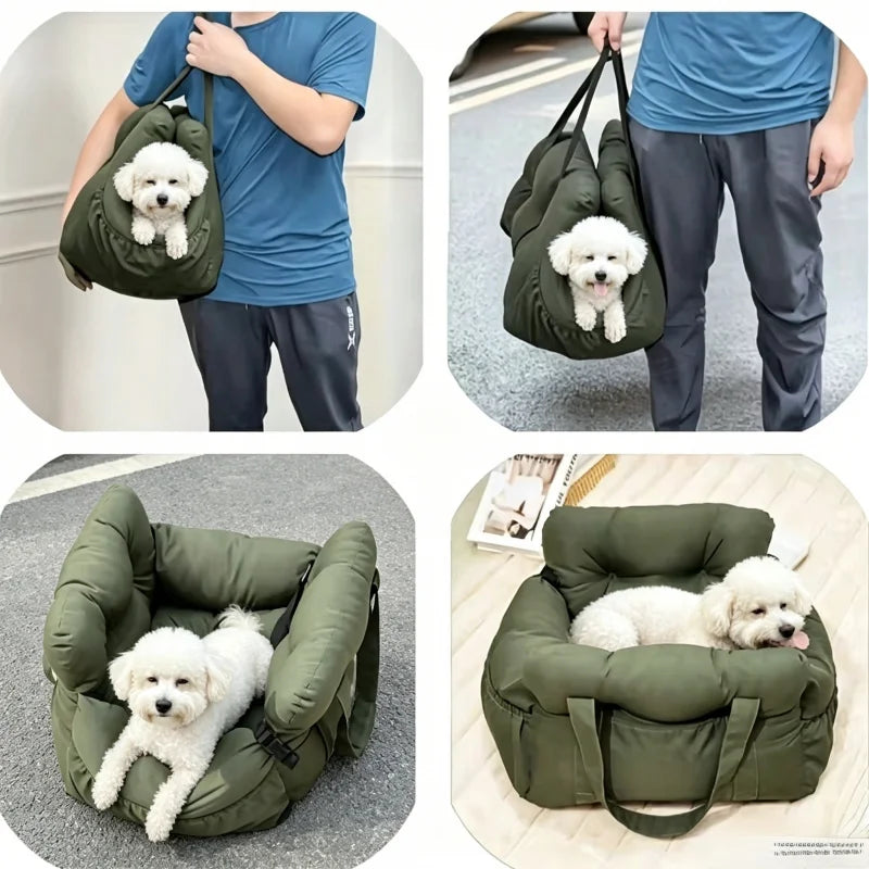 Non-Slip Pet Car Seat with Safety Belt, Washable Travel Carrier with Secure Straps for Safe Car