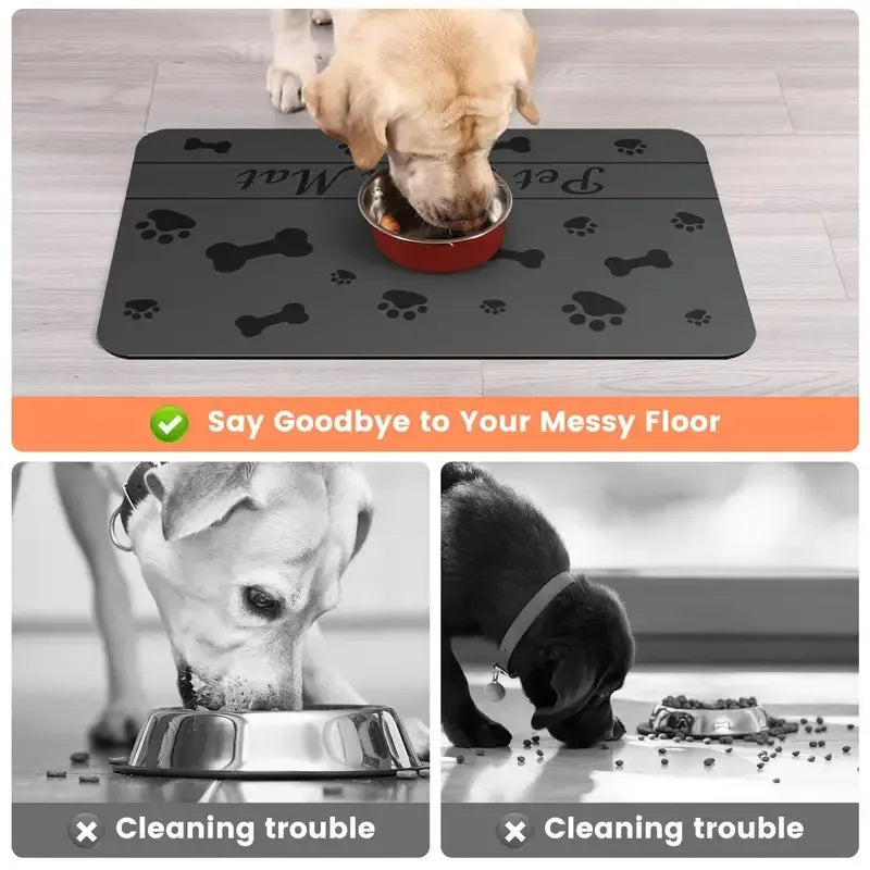 Quick-Dry Pet Feeding Mat with Non-Slip Waterproof Backing