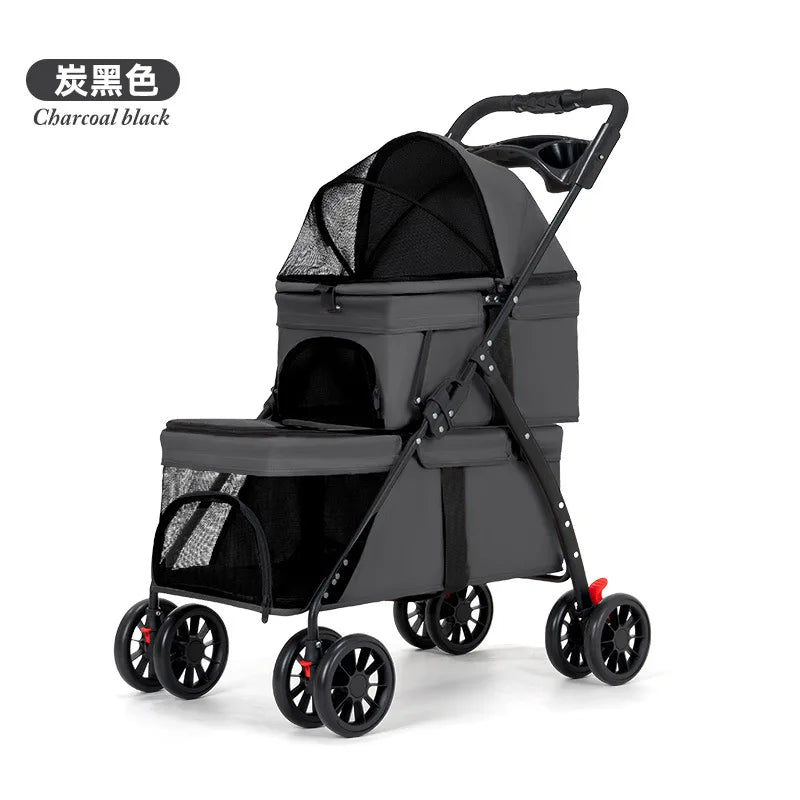 Double Decker Pet Stroller for 2 Dogs Cats