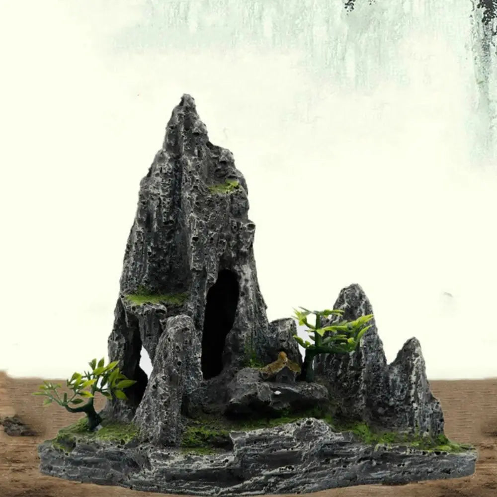 Resin Aquarium Rockery Mountain Decoration With Creative Mountain Stone Statue