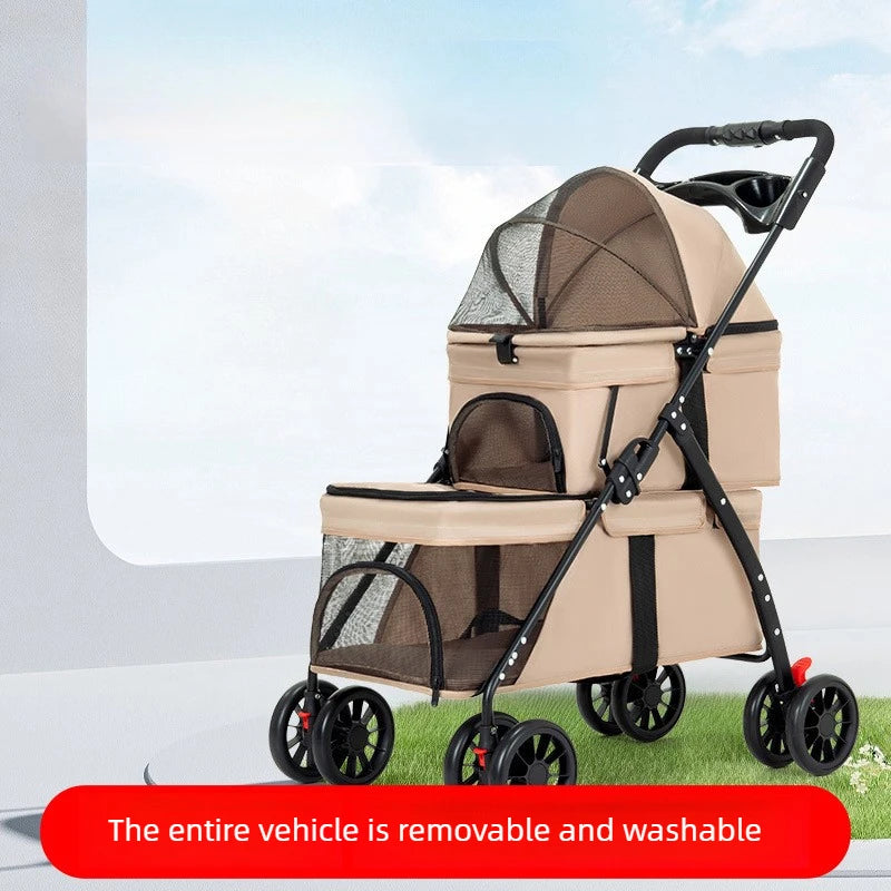 Double Decker Pet Stroller for 2 Dogs Cats