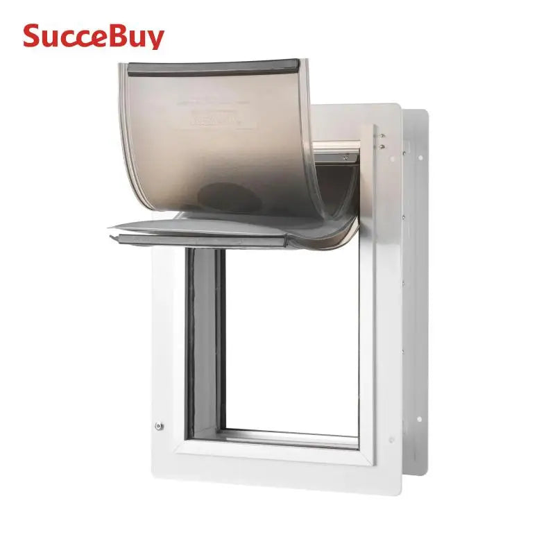 Pet Door Metal Frame with Lock and 3-Flap System, Weatherproof, Easy to Install