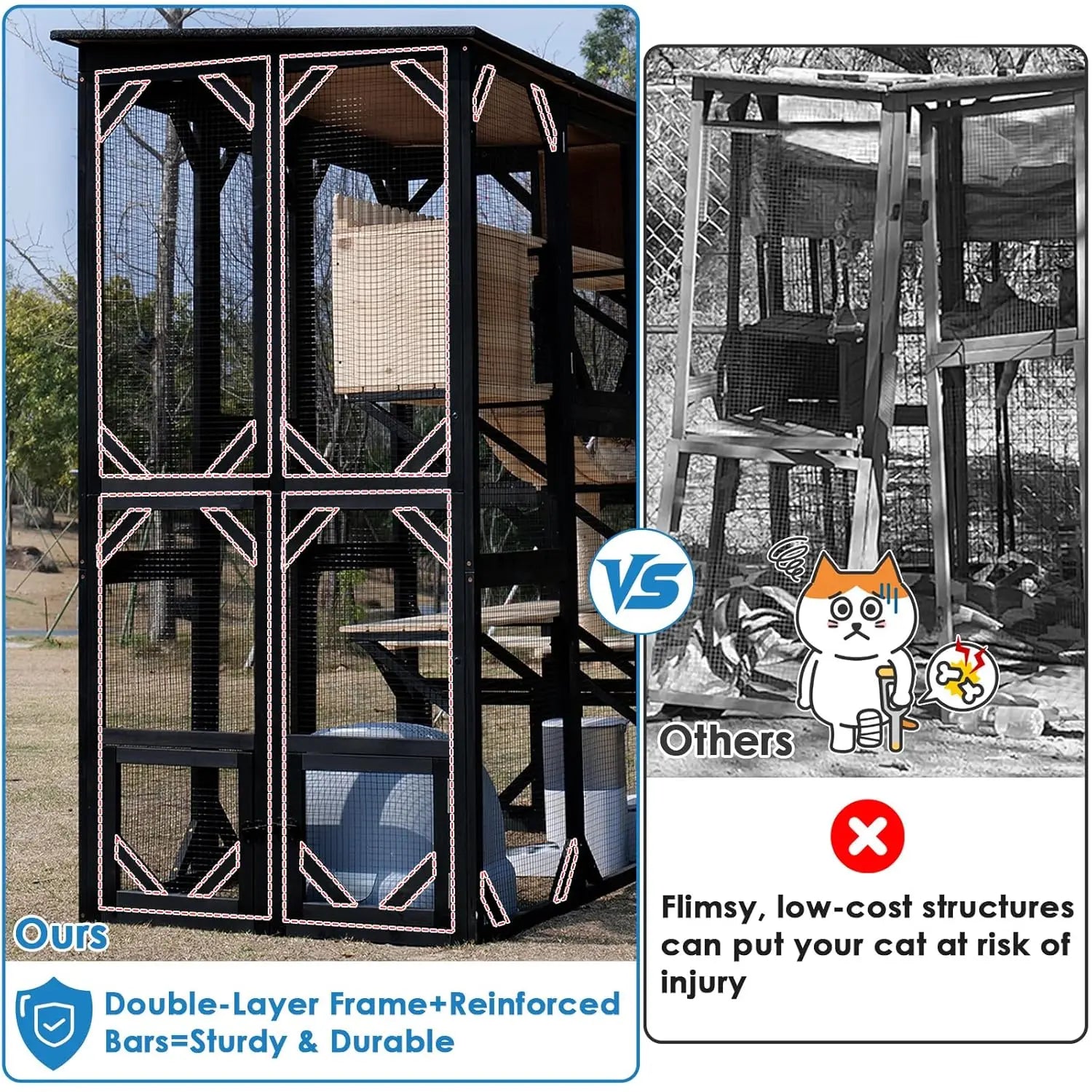 71.1" L Large Cat Catio Outdoor Enclosure With Window Access