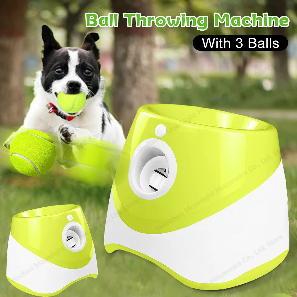 Automatic Dog Ball Launcher with 3 Tennis Balls for Indoor/Outdoor Throwing Game