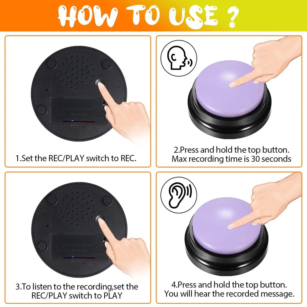 Recordable Talking Sound Button and Interactive Voice Buttons For Communication Dog Training