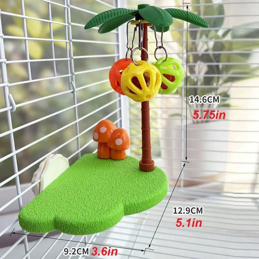 Cloud Palm Tree Shape Bird Perch With Bell