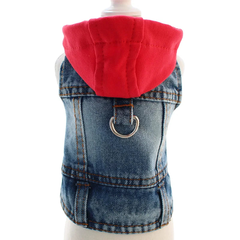 Cool Dog Jean Jacket Vest with D-Ring Hoodie