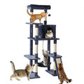 63In Tall Multi-Cat Climbing Tower for Pet Furniture Natural Sisal Scratching Posts Stable Pet House for Indoor Cat