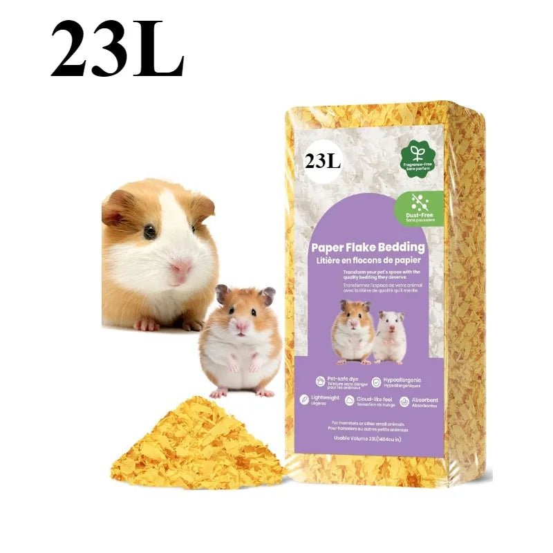 23L/50L Paper Small Pet Bedding, Odor Control, Dust-Free, Moisture Absorbent, Natural Shavings