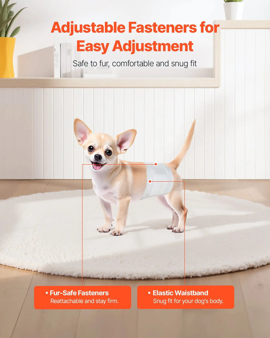 96 Count Super Dry XS Male Dog Diapers with Leakproof Design, Moisture Indicator, Gentle Adhesive and Mobility Support