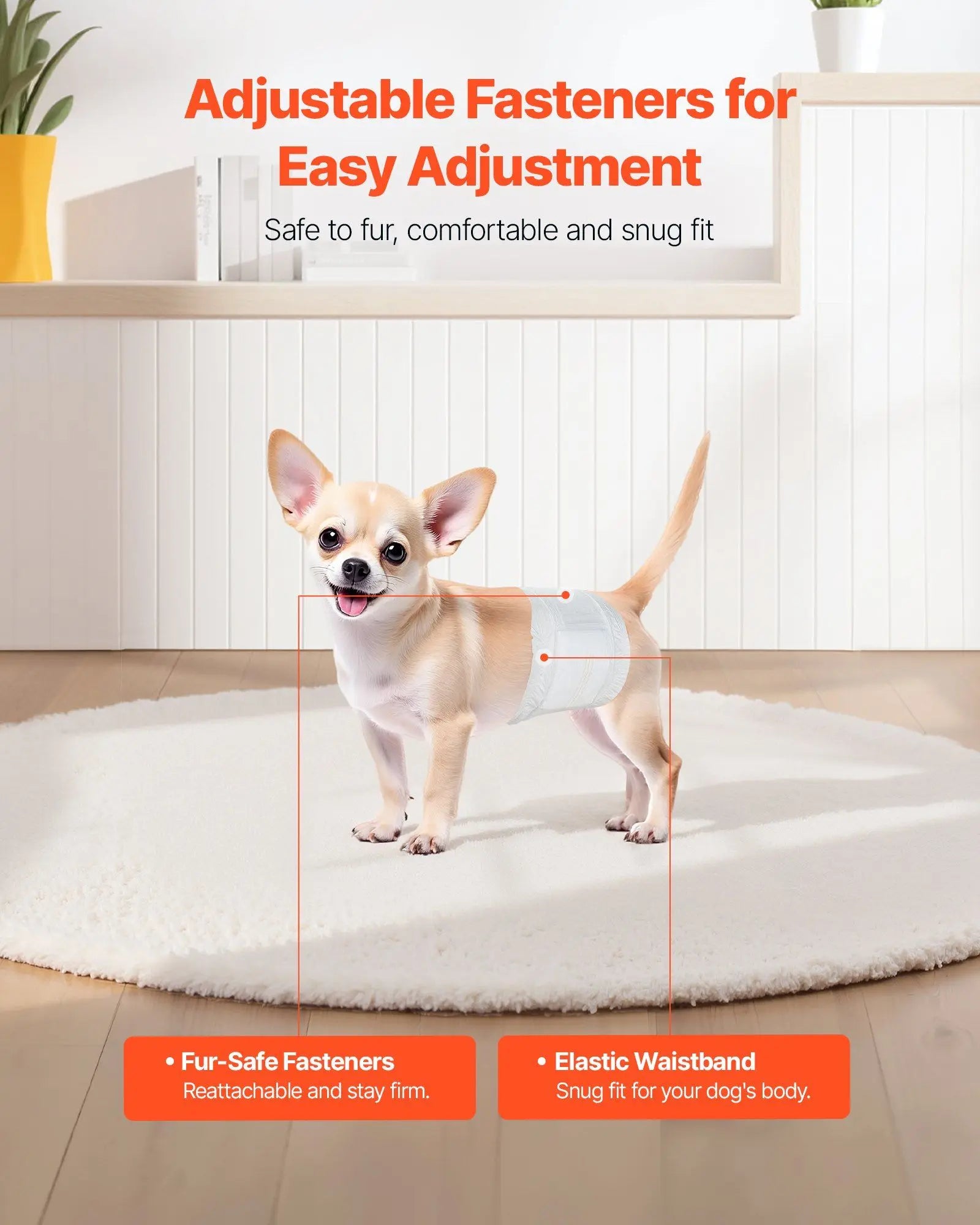 96 Count Super Dry XS Male Dog Diapers with Leakproof Design, Moisture Indicator, Gentle Adhesive and Mobility Support