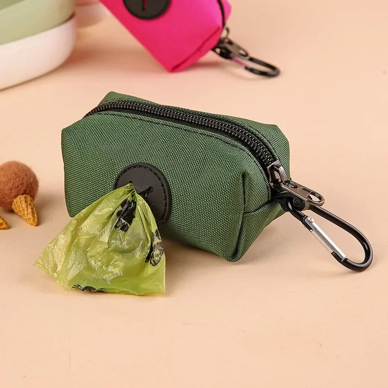 Canvas Dog Poop Bag Holder and Dispenser with Carabiner Clip