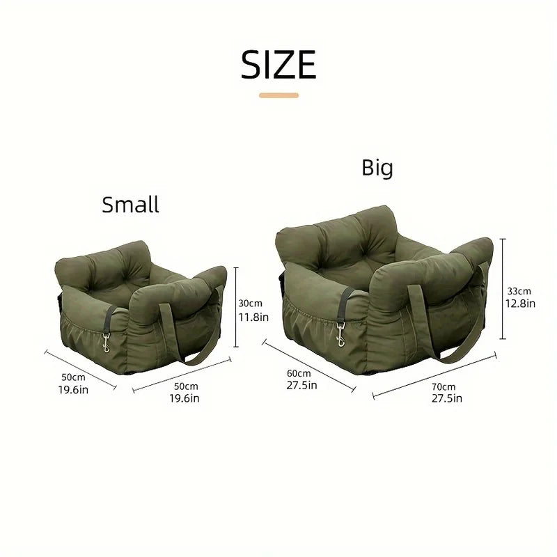 Non-Slip Pet Car Seat with Safety Belt, Washable Travel Carrier with Secure Straps for Safe Car