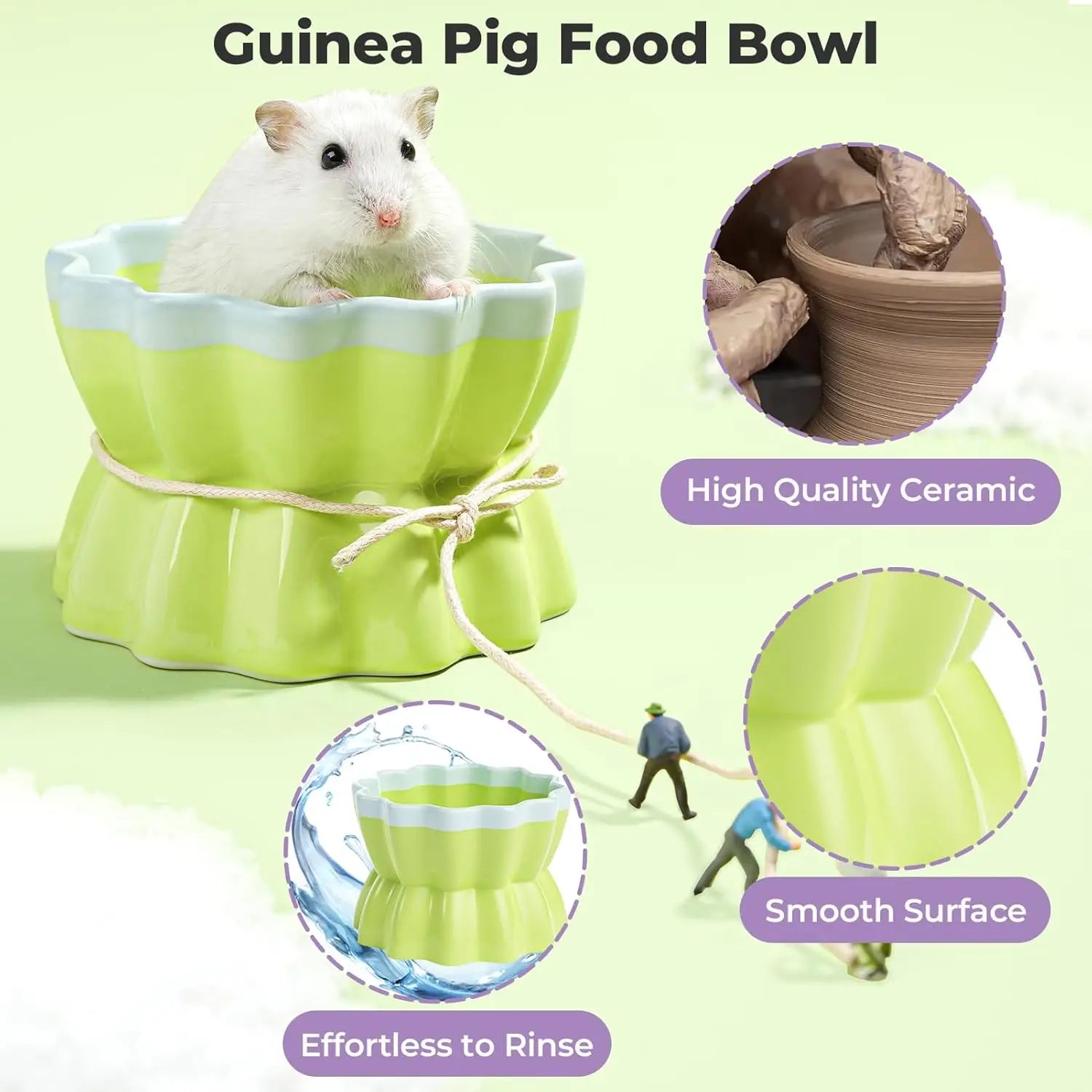 Anti-Tip Ceramic Pet Bowl for Guinea Pig/Rat/Hamster