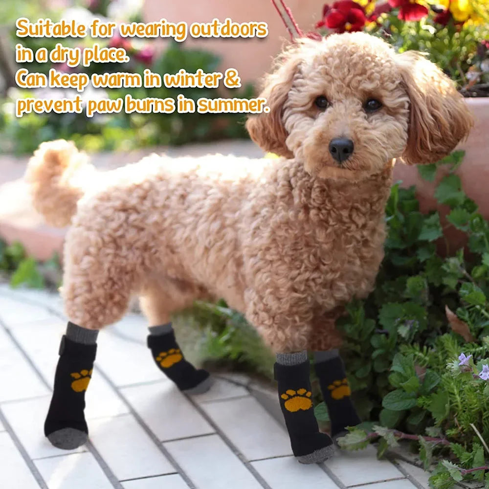 4pcs Anti-Slip Pet Sock,s Paw Protector, Traction Control for Indoor Wear, Knitted with Rubber Reinforcement