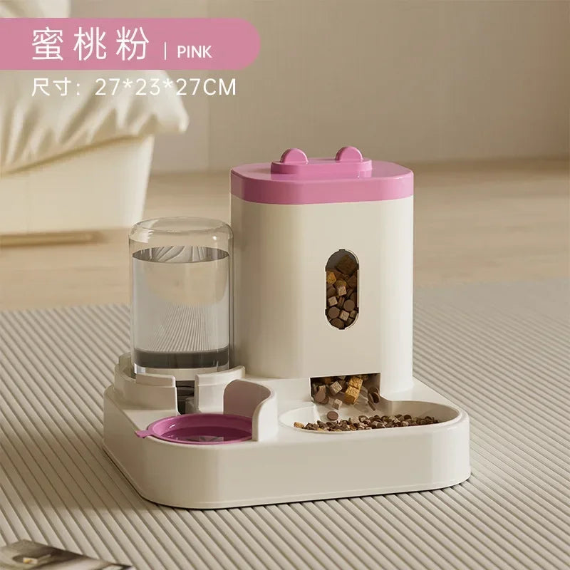 Large Capacity Automatic Pet Food Bowl With Water Fountain