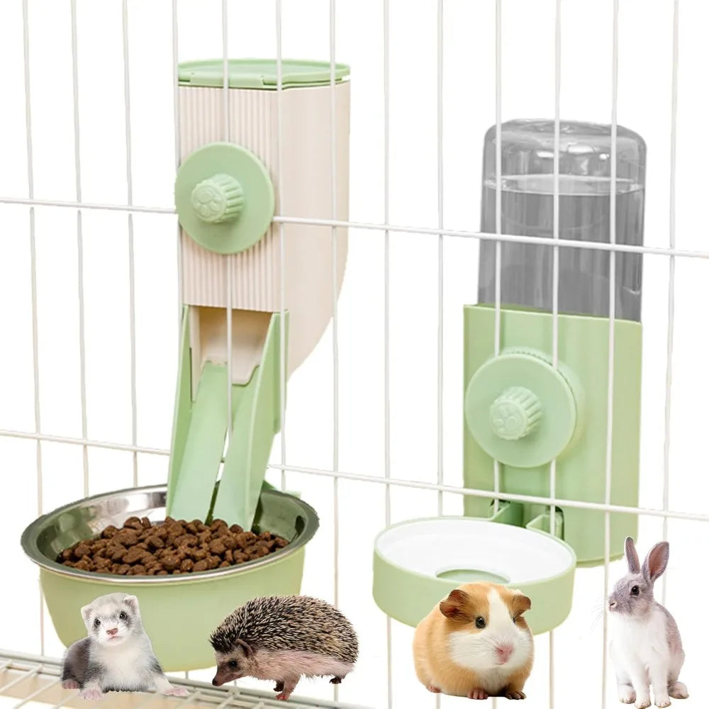 Hanging Automatic Pet Food Feeder with 30oz Bowl and 500ml Water Dispenser