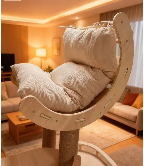 Large Compact Solid Wood Cat Tree