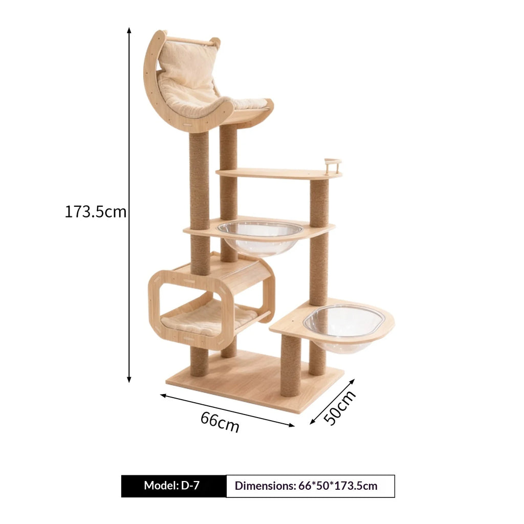 Large Compact Solid Wood Cat Tree