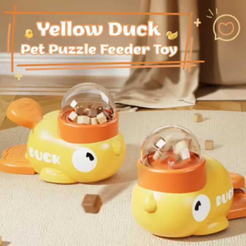 Interactive Automatic Feeder Durable Cute Food Dispenser Training Dog Toy Duck Design Puzzle Slow Feeder Dog Supplies