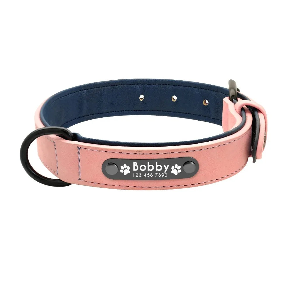 Personalized Name Leather Dog Collars