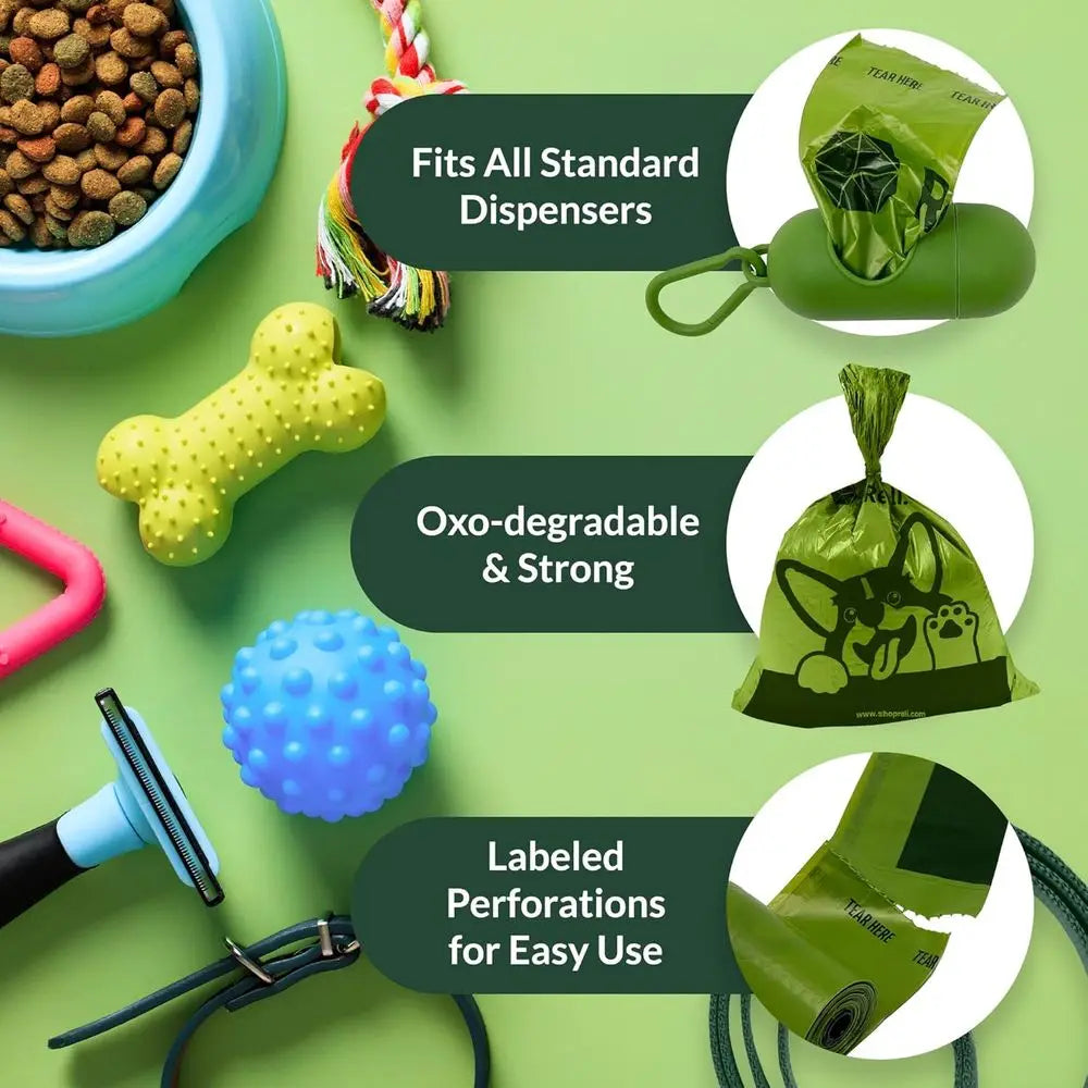 Large Biodegradable Dog Waste Bags with Holder - 360 Count, 24 Rolls, 9x13 Unscented Eco-Friendly