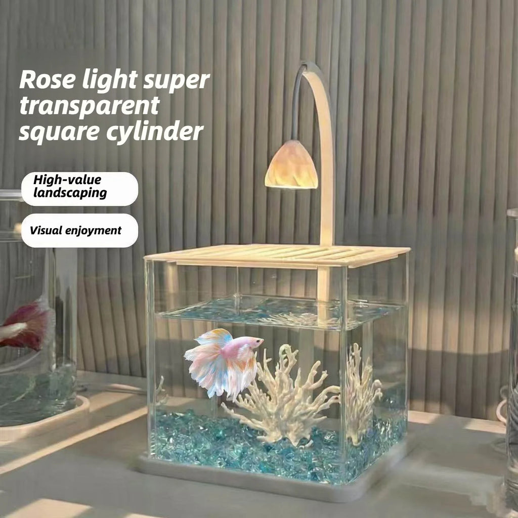 Acrylic Fish Tank With Ice Crystal Landscape