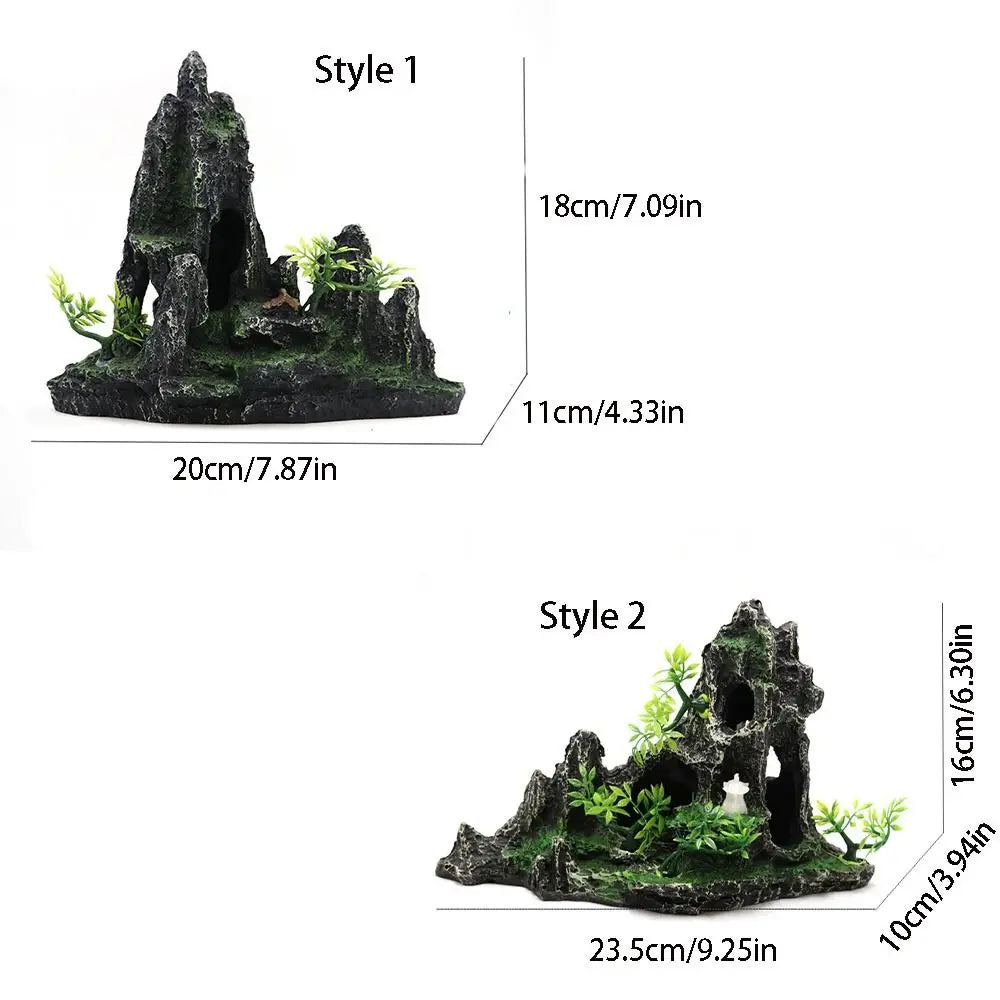 Resin Aquarium Rockery Mountain Decoration With Creative Mountain Stone Statue