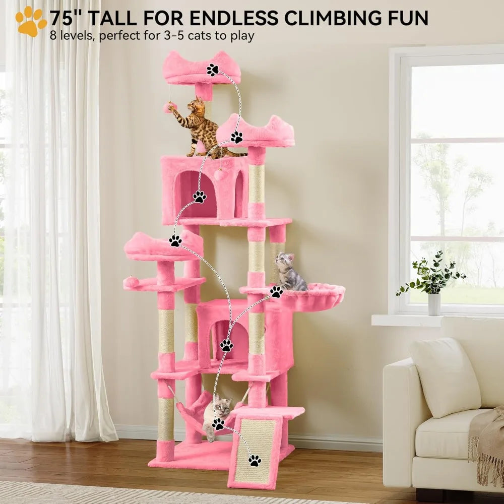 75-Inch Tall Indoor Multi-Level Cat Tree
