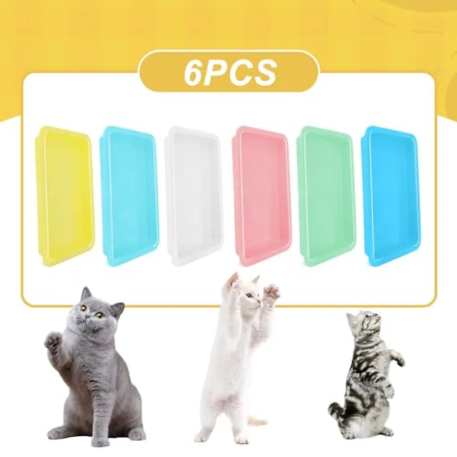 6 Pcs Low Entry Litter Box for Cats, Small Animals
