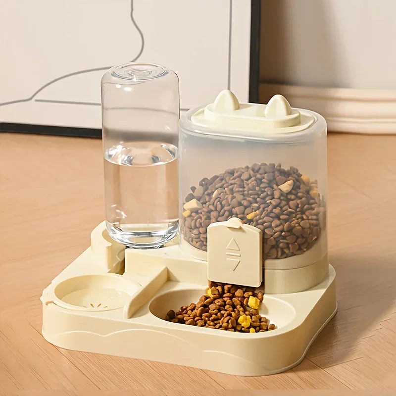 Durable Plastic 2-in-1 Automatic Pet Feeder Water Dispenser Large Capacity Food Water Bowl For Cats Dogs