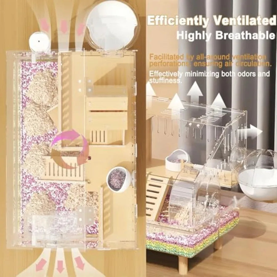 8 in 1 Acrylic Hamster Cage with All Accessories