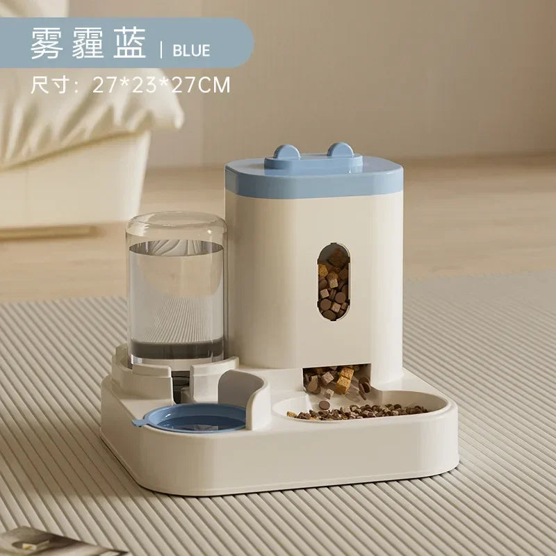 Large Capacity Automatic Feeder Pet Food Bowl With Water Fountain