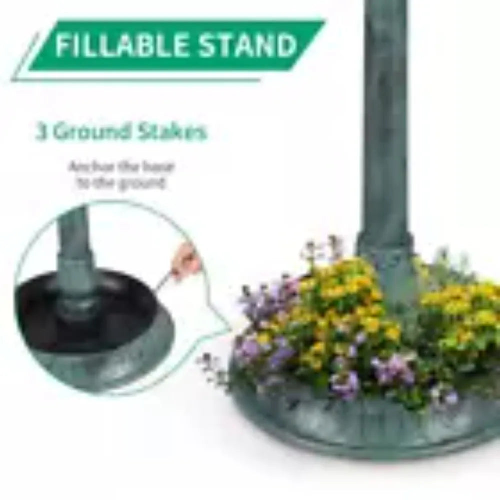 42" H Plastic Round Bird Bath with Solar Light & Sturdy