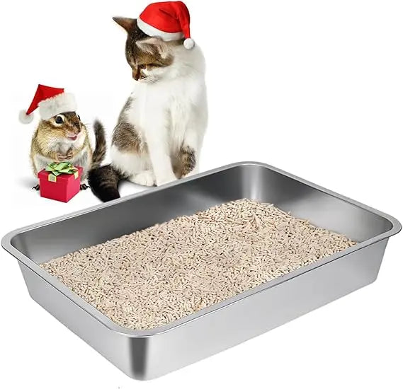 Stainless Steel Litter Box, Non Stick, Easy to Clean(18" Lx14"W)