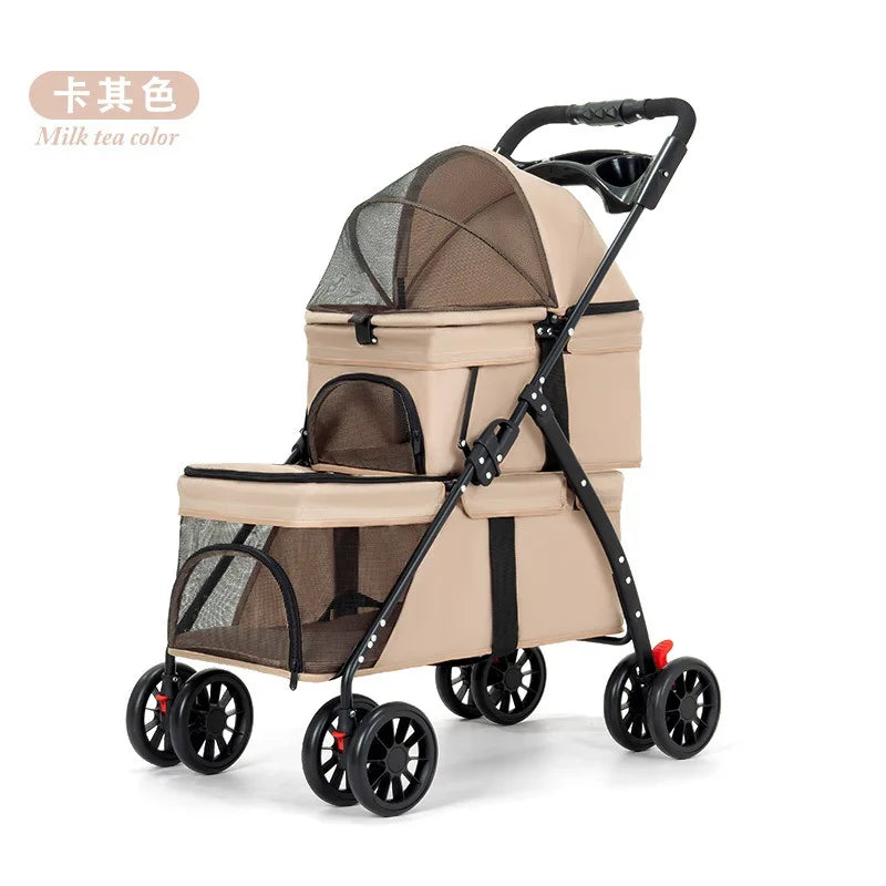 Double Decker Pet Stroller for 2 Dogs Cats
