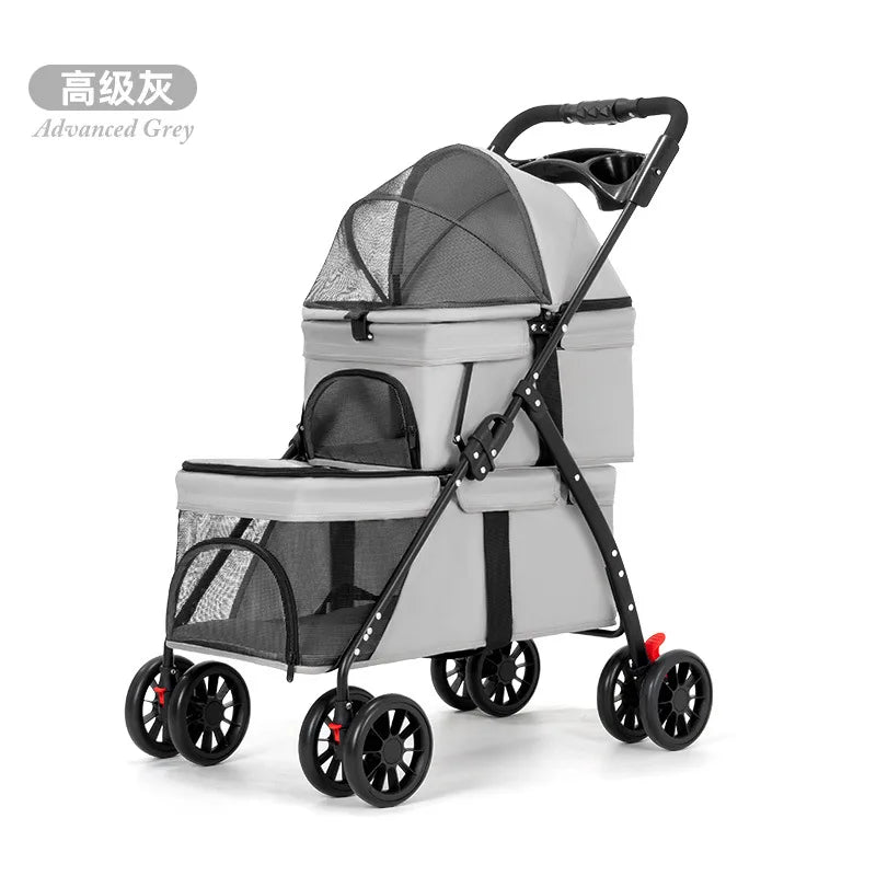 Double Decker Pet Stroller for 2 Dogs Cats