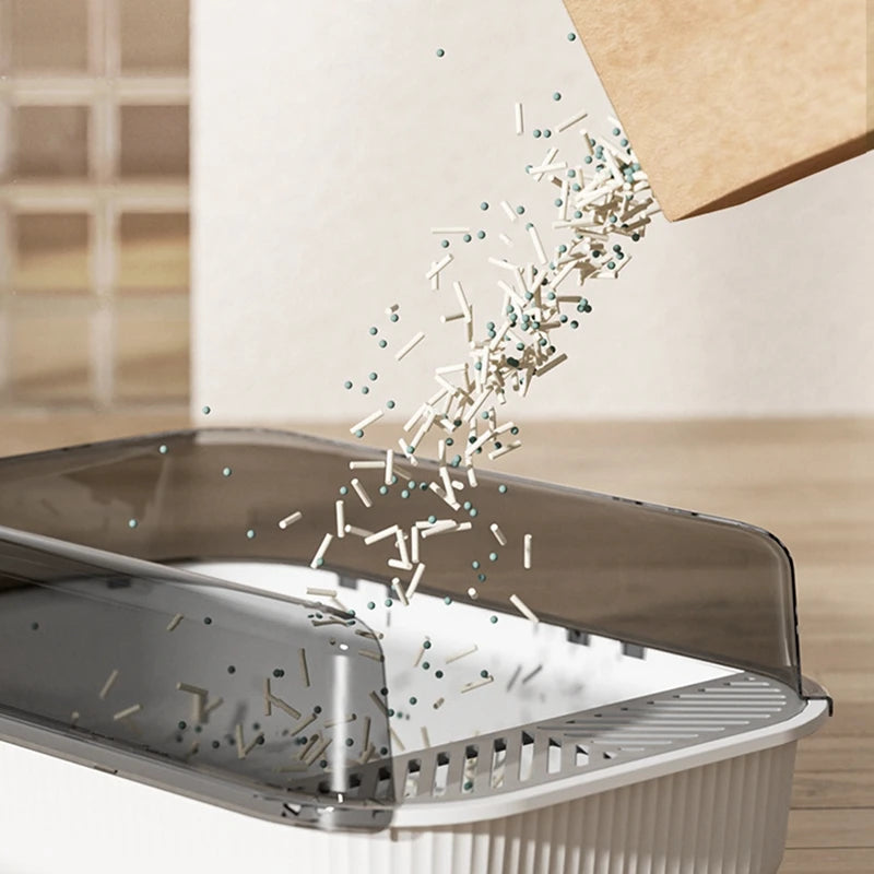 Semi-Enclosed Large Splashproof Litter Box
