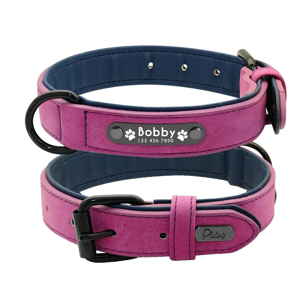 Personalized Name Leather Dog Collars
