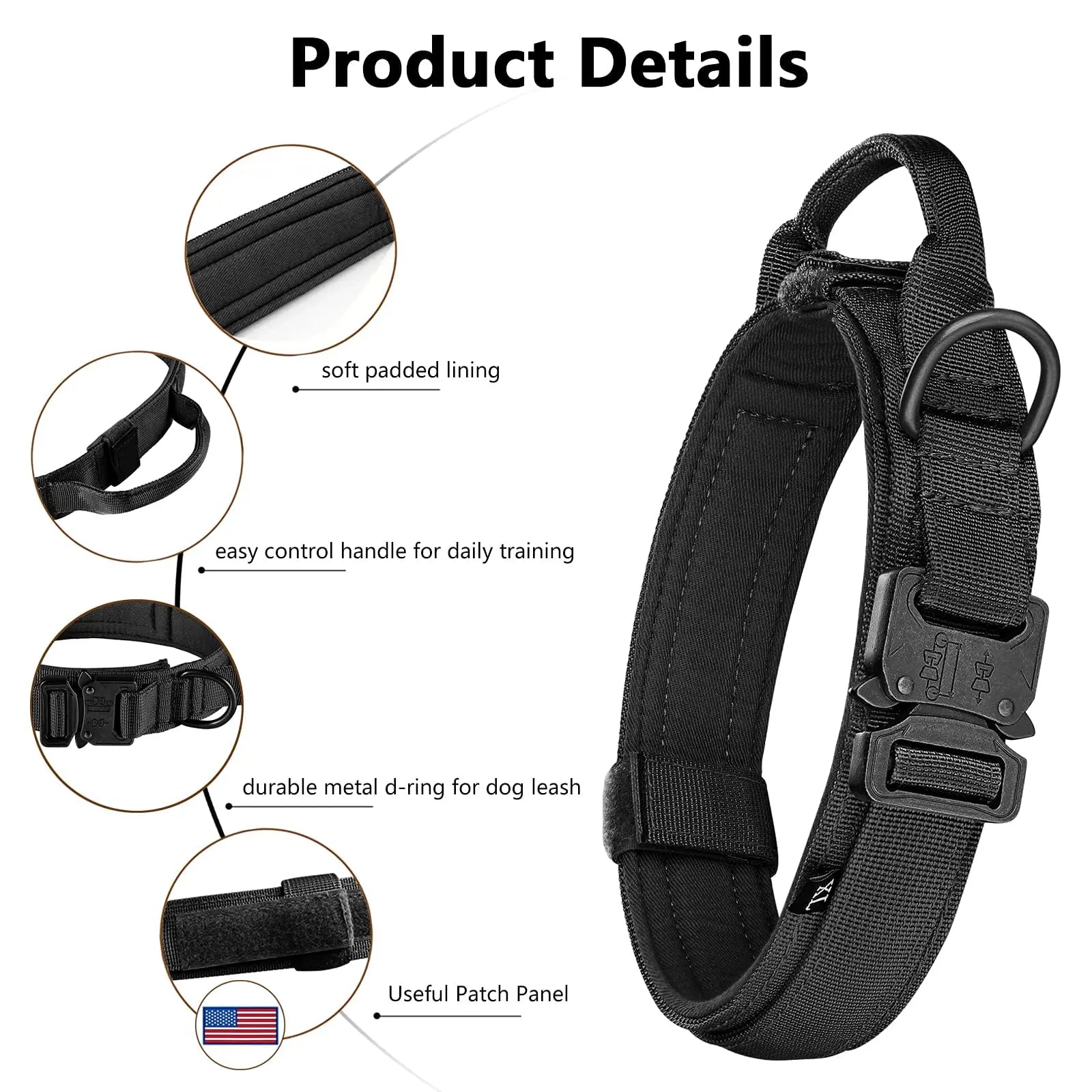 Tactical Dog Harness, Collar, Leash, Molle Pouches
