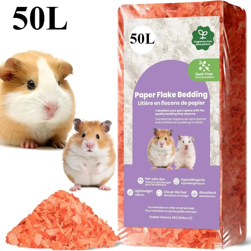 23L/50L Paper Small Pet Bedding, Odor Control, Dust-Free, Moisture Absorbent, Natural Shavings