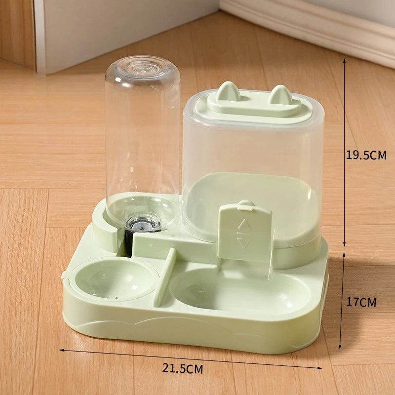 Durable Plastic 2-in-1 Automatic Pet Feeder Water Dispenser Large Capacity Food Water Bowl For Cats Dogs