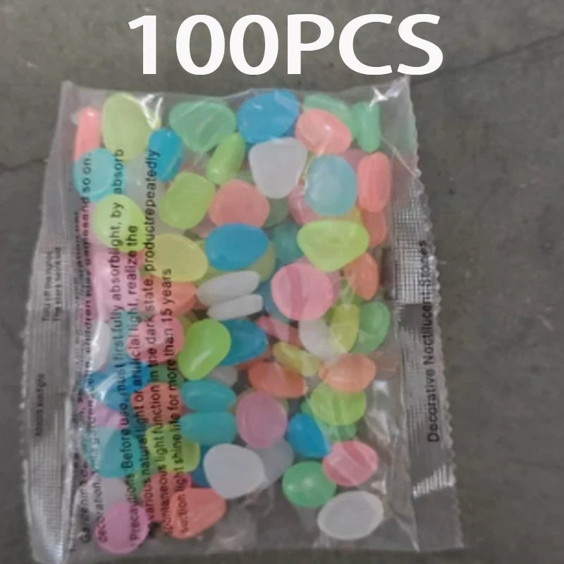 100Pcs Glow in The Dark Garden Pebbles for Fish Tank Aquarium