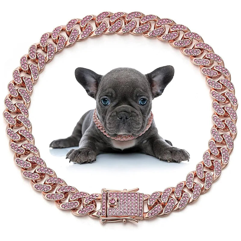 Luxury Designer Dog Collar Bling Diamond Pet Chain for Small Medium Large Dogs Cat Puppy Gold Necklace Jewelry Dog Accessories